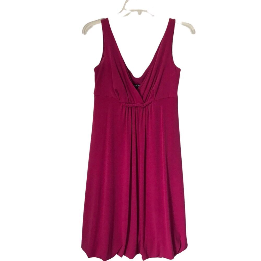Allen B Babydoll Dress Size XS Red Bubble Hem Sleeveless Pleated V-Neck Lined‎